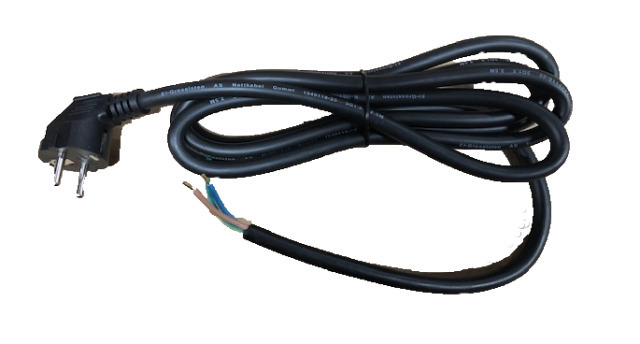 Kabel 2.5m m/støpsel. 3G 1,5mm2 svart. (Utekabel)